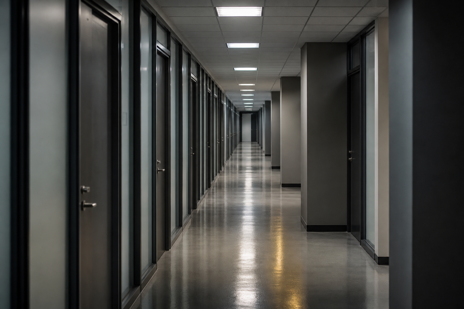 Institutional corridor suggesting the structural problem Solved Ventures was built to replace