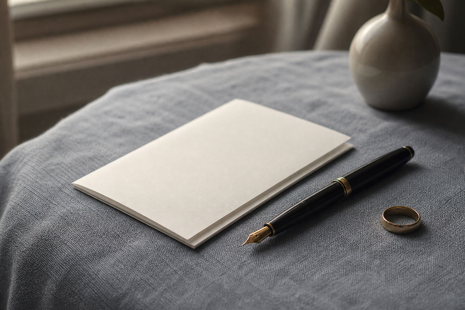 Quiet still life suggesting final expense coverage and family responsibility